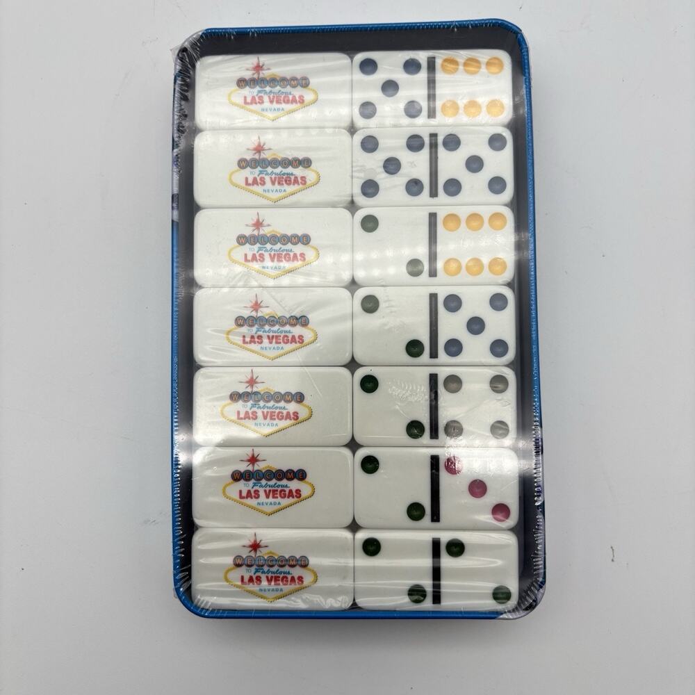 Dominoes Double 6 Color Dot White Tile Pro Size Welcome To Las Vegas New. Sealed